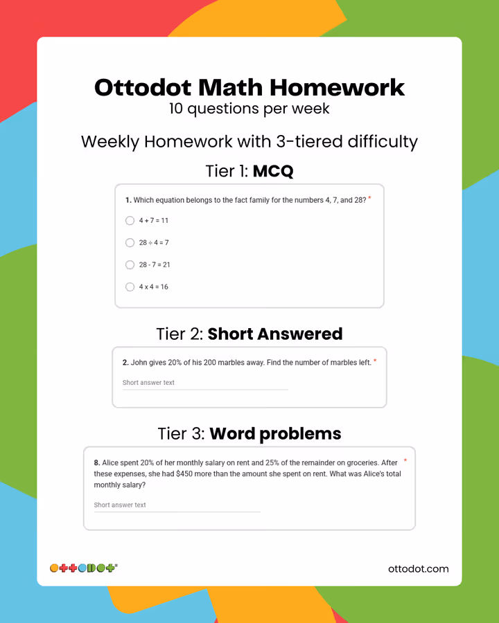 Ottodot Math homework example