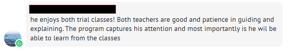 Parent feedback saying the programme captured their child's attention and supported learning