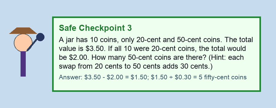 Safe checkpoint assumption method coin question